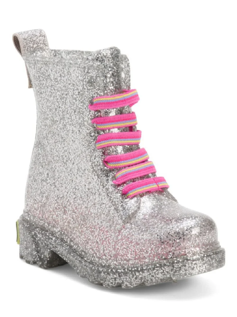 Western Chief Rain Boots Combat Toddler Size 5 Silver Glitter